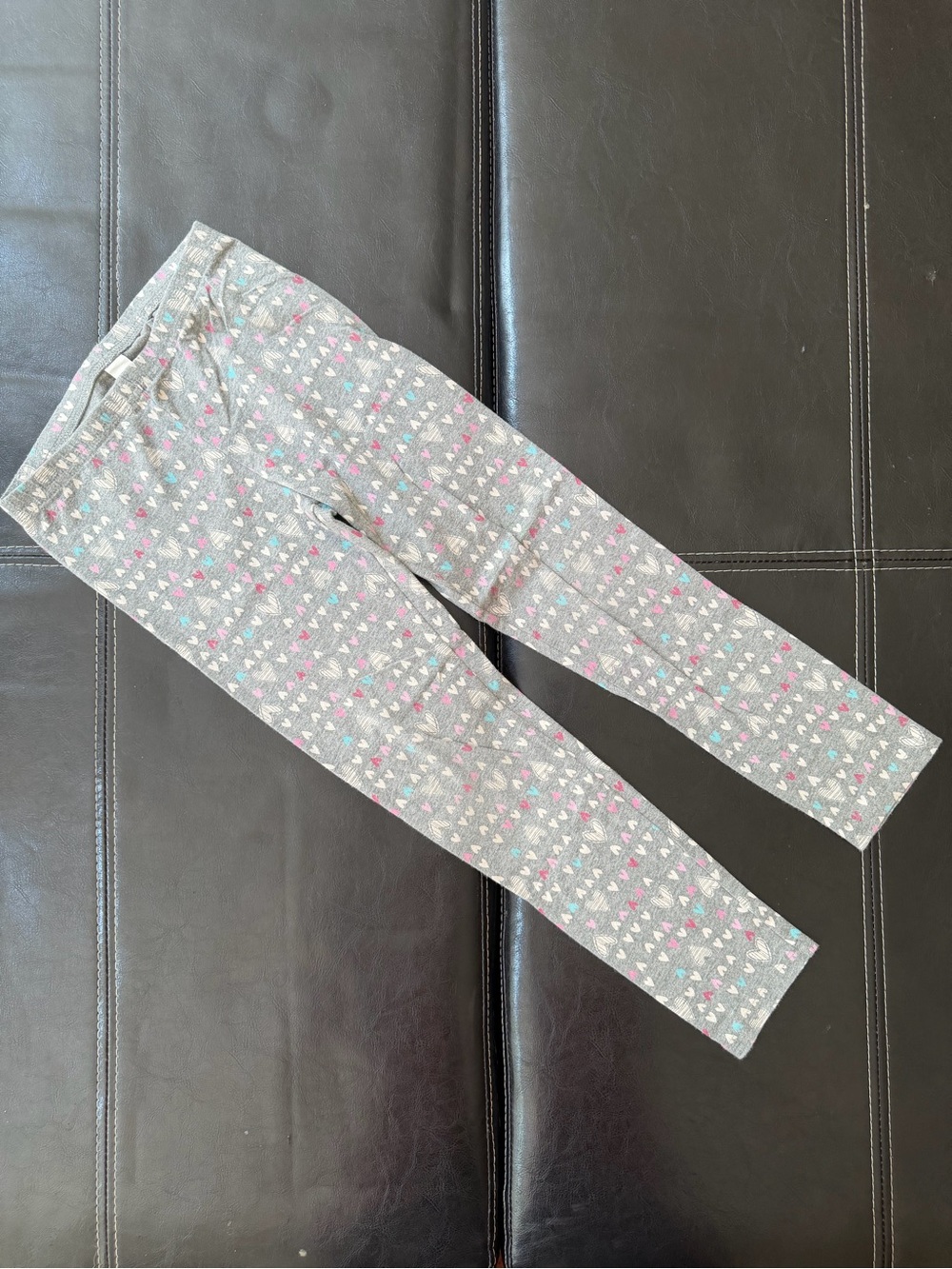 Jumping Beans - Girl’s Gray Leggings with Pink & White Hearts